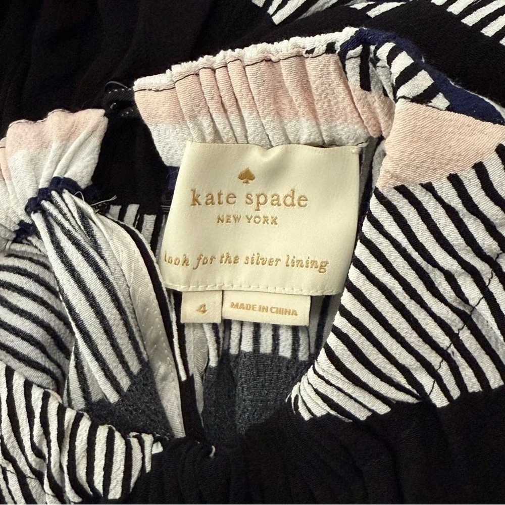 Kate Spade New York Bay Stripe Pleated Sleeveless Knee-Length Dress size 4